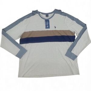 U.S. Polo Assn. Size XXL Blue Grey Tan Classic T Shirt Long Sleeve Mens